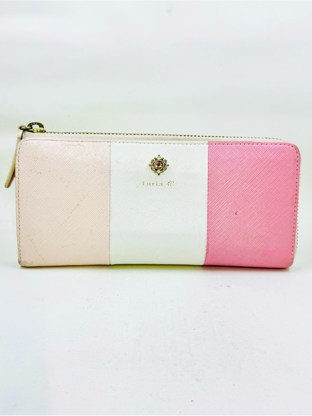 Luria 4C Tricolor Pink Cream & Blush Full Size Leather Zip-Around Wallet